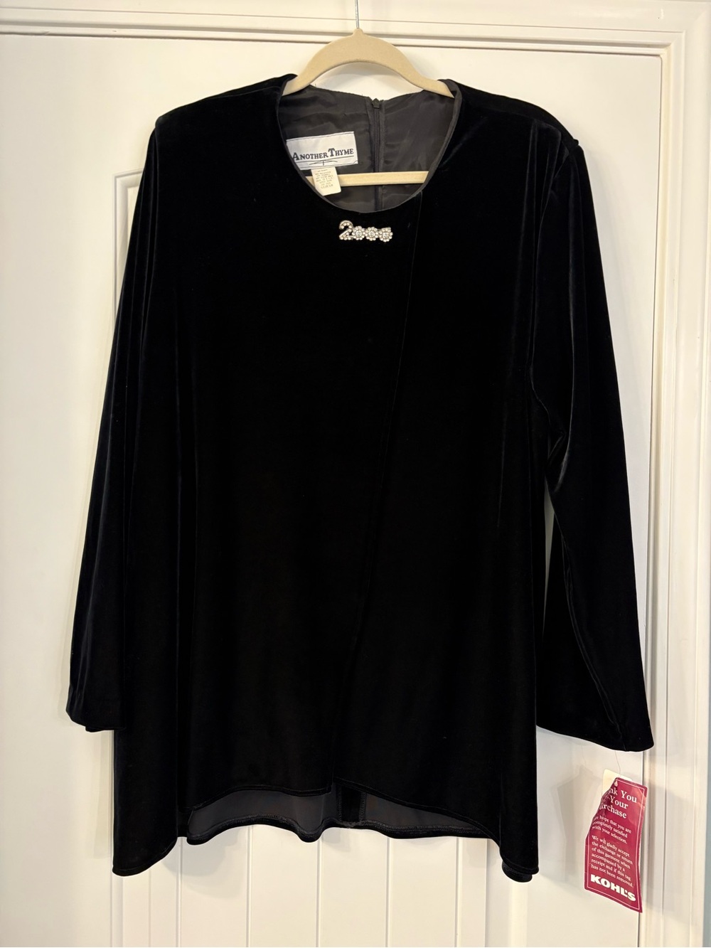 Vintage Another Time Black Velvet Mini Dress with Rhinestone Detail